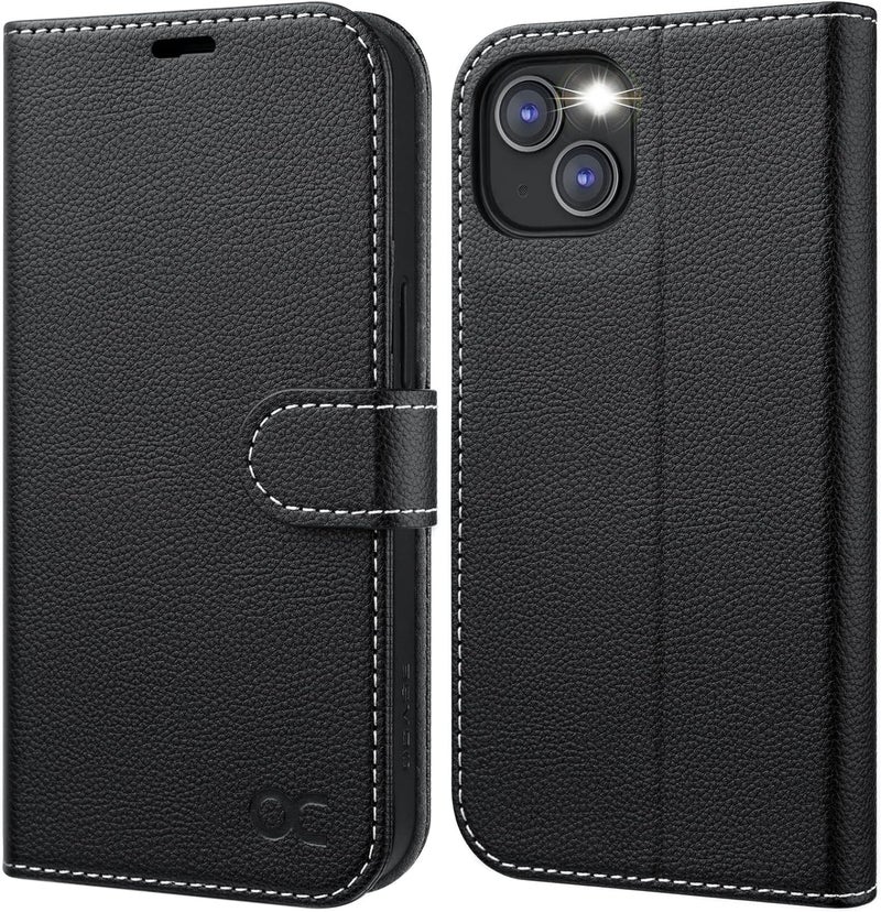 OCASE Compatible with iPhone 13 Wallet Case, PU Leather Flip Folio Case with Card Holders RFID Blocking Kickstand [Shockproof TPU Inner Shell] Phone Cover 6.1 Inch 2021 (Litchi Black) - Image 1